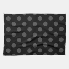 Grått polka dots på svart kökshandduk