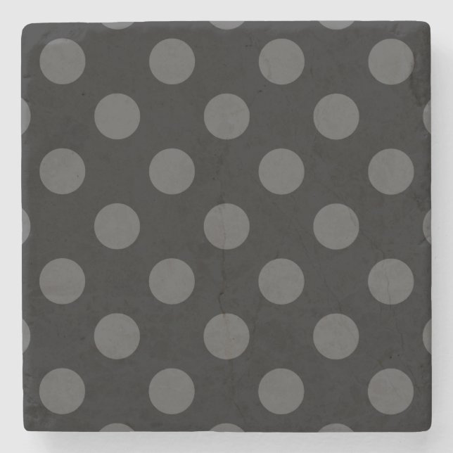 Grått polka dots på svart stenunderlägg (Framsidan)