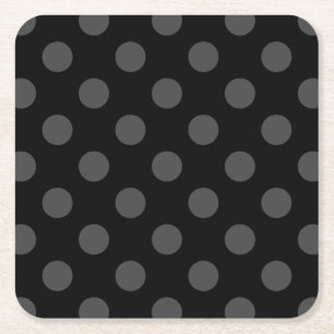 Grått polka dots på svart underlägg papper kvadrat