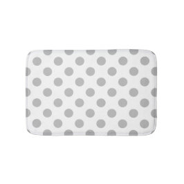 Grått polka dots på vitt badrumsmatta