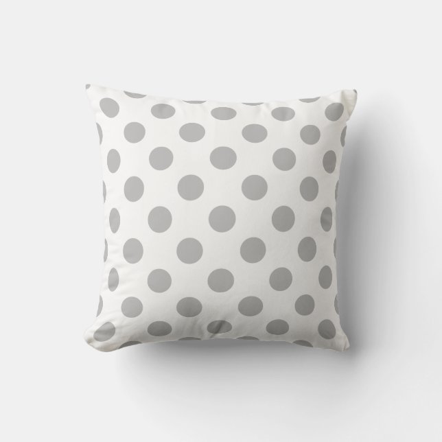 Grått polka dots på vitt kudde (Framsida)