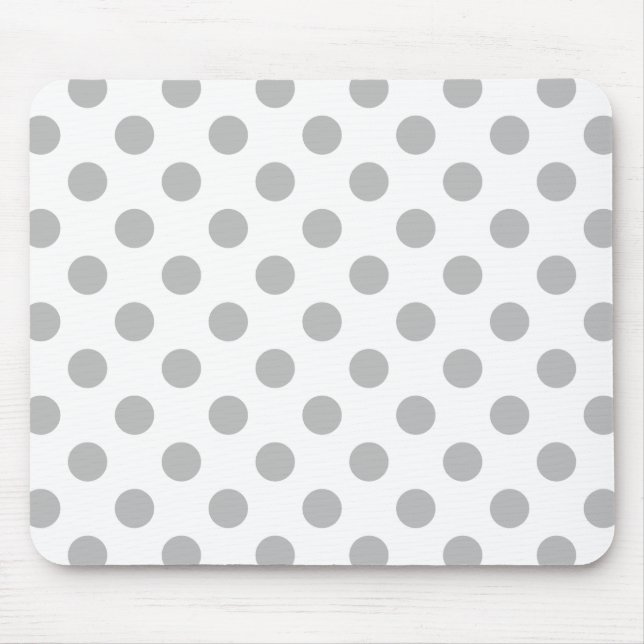 Grått polka dots på vitt musmatta (Framsidan)