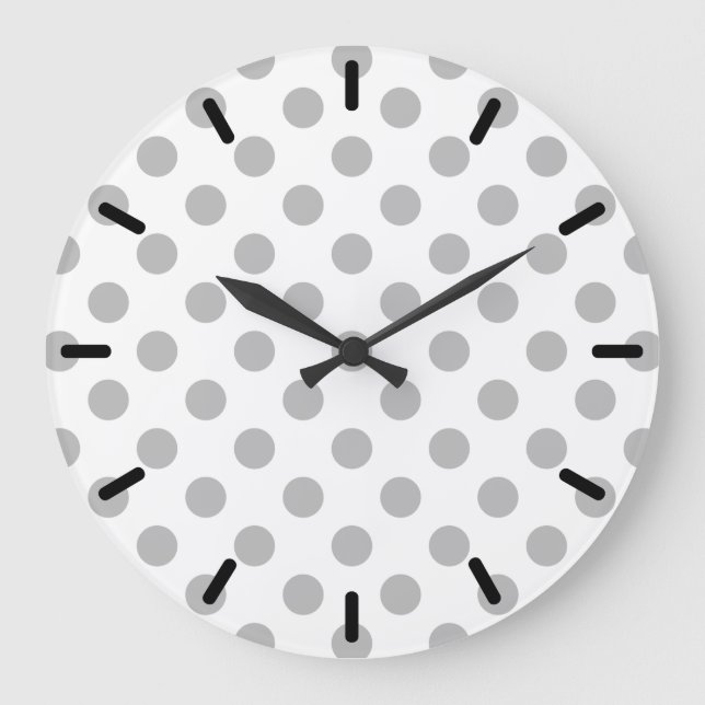 Grått polka dots på vitt stor klocka (Framsida)