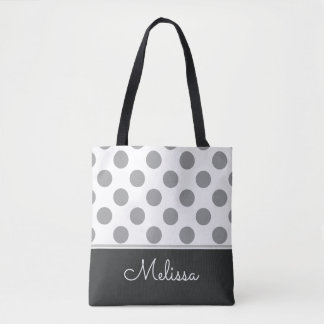 Grått Polka dots| Personlig Tygkasse