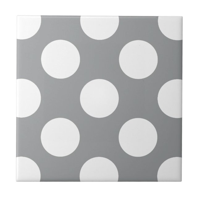 Grått Polka dots, Polka Dot Mönster, Punkter, pric Kakelplatta (Framsidan)