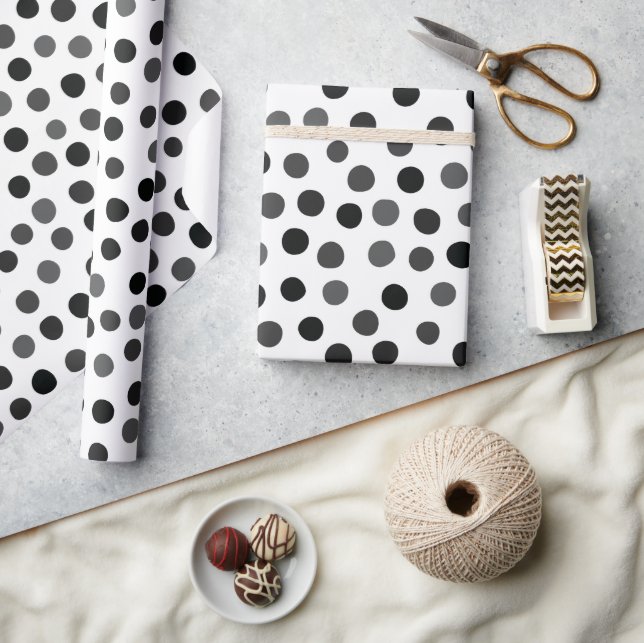 Grått Polka dots Wrapping Papper Presentpapper (Hantverk)