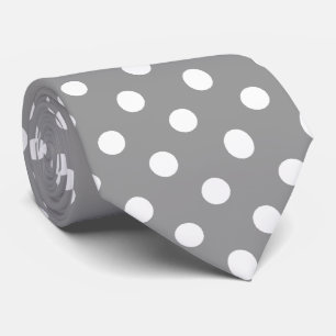 Grått polka dotsmönster för vit slips