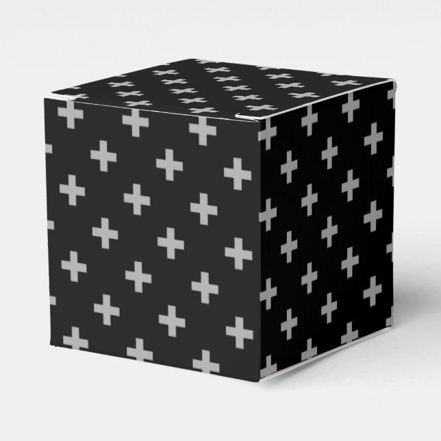 Grått polka kor på svart presentaskar (Framsidan Sidan)