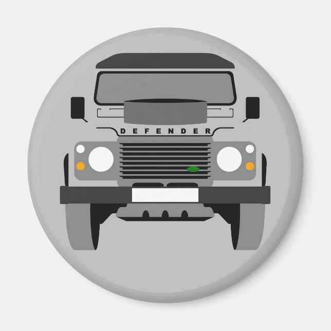 Grått Pop art Classic Land Rover Magnet (Framsidan)