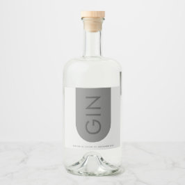 Grått Premium Ultimate Modern Monogram Arch Gin Spritflaskor Etikett
