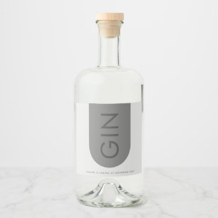 Grått Premium Ultimate Modern Monogram Arch Gin Spritflaskor Etikett