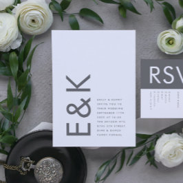 Grått Premium Ultimate Modern Monogram, fetstil, R Inbjudningar