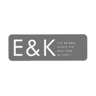 Grått Premium Ultimate Modern Monogram, fetstil, R Returadress Etikett