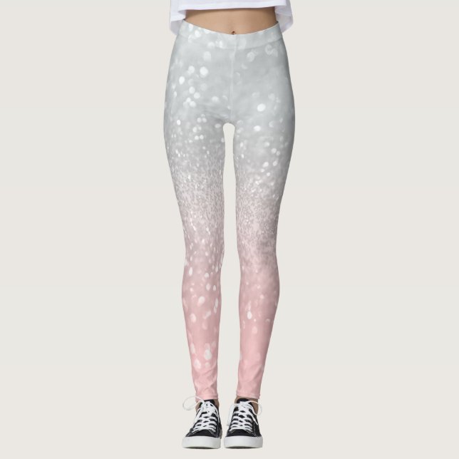  Grått Princess Glitter #1a (Faux Glitter) Leggings (Framsida)