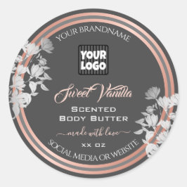 Grått-produktförpackningsetiketter med Logotyp Ro Runt Klistermärke