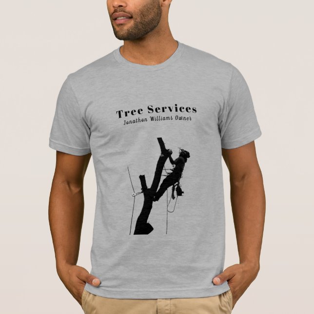 Grått Professionell Träd Trimming Service Business T Shirt (Framsida)