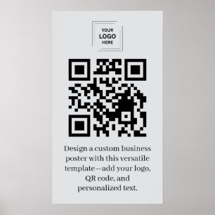 Grått professionellt QR-kod affischlogotyp Poster