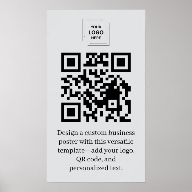 Grått professionellt QR-kod affischlogotyp Poster (Framsidan)