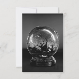Grått Psychic Crystal Boll Tack Kort