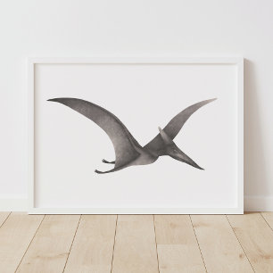 Grått Pteradactyl Dinosaur Poster Skriv ut