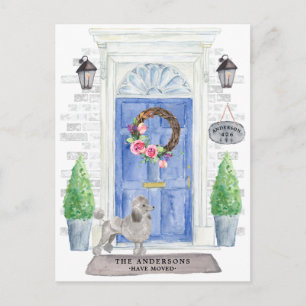 Grått Pudel Flytta Announement Postcard Vykort