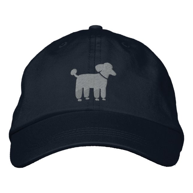 Grått Pudel Hund Logotyp Broderad Keps (Framsida)