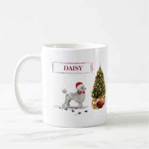 Grått Pudel Hund med Träd Kaffemugg