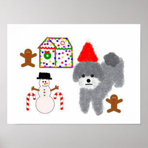 Grått Pudel jul #1-2 Poster