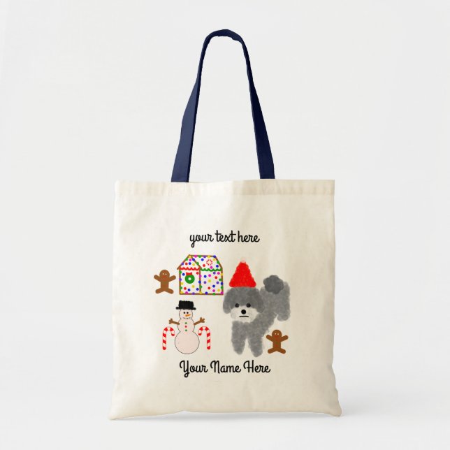 Grått Pudel jul #1 Tote Bag Tygkasse (Framsidan)