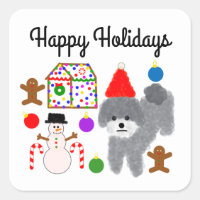 Grått Pudel Jul #2-2 Stickers