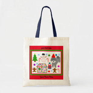 Grått Pudel jul #3-2 Tote Bag Tygkasse