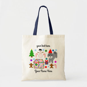 Grått Pudel jul #3 Tote Bag Tygkasse