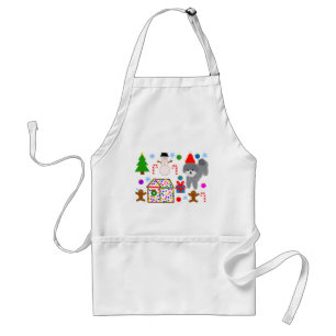 Grått Pudel jul #3 Vuxen Apron Förkläde