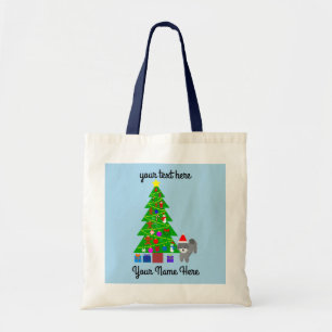 Grått Pudel jul #5 Tote Bag Tygkasse