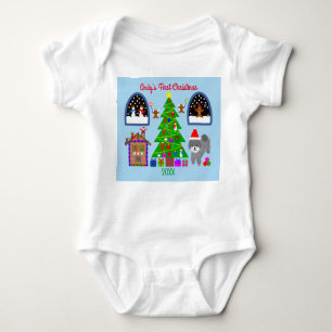 Grått Pudel jul #6 Baby Bodykostym T Shirt