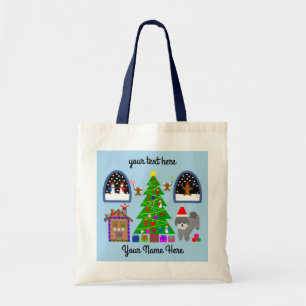 Grått Pudel jul #6 Tote Bag Tygkasse