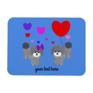 Grått Pudel Valentine #2 Magnet