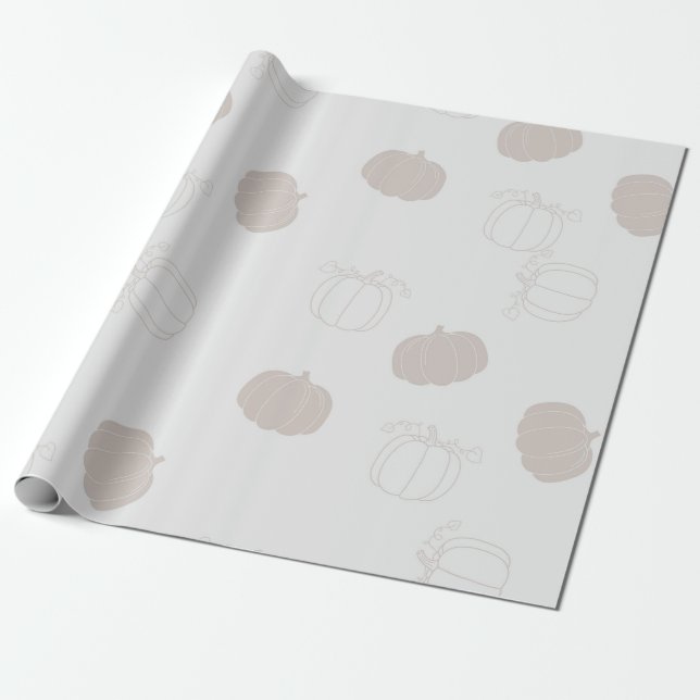 Grått Pumpkin Autumn Fall Season Mönster Presentpapper (Utrullad)