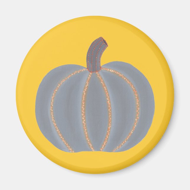 Grått Pumpkin Orange Ljus Halloween Magnets Magnet (Framsidan)
