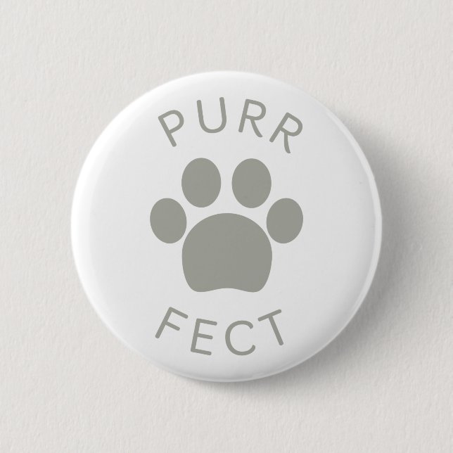 Grått Purr Paw-utskrift för kattPerfekt Knapp (Framsida)