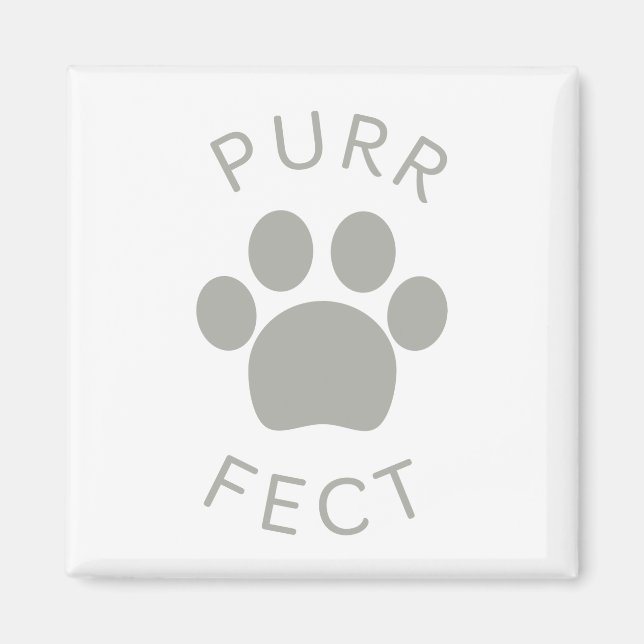Grått Purr Paw-utskrift för kattPerfekt Magnet (Framsidan)