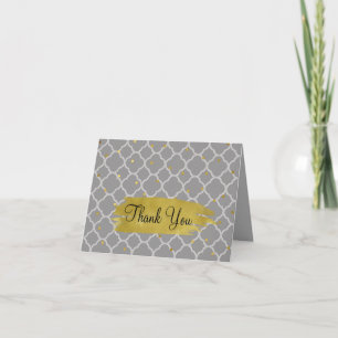 Grått Quadrefoil och Guld Dots Tackkort Card