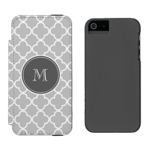 Grått Quatrefoil mönster, kolMonogram