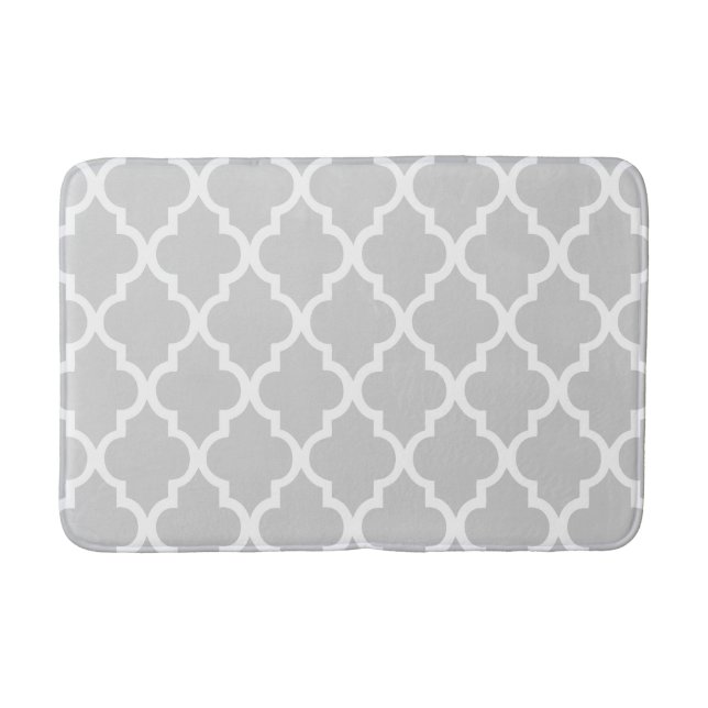 Grått Quatrefoil Tiles Mönster Badrumsmatta (Framsidan)