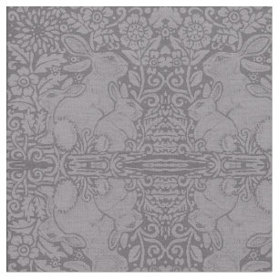 Grått Rabbit Family Designer Tiled Fabric for Dec Tyg