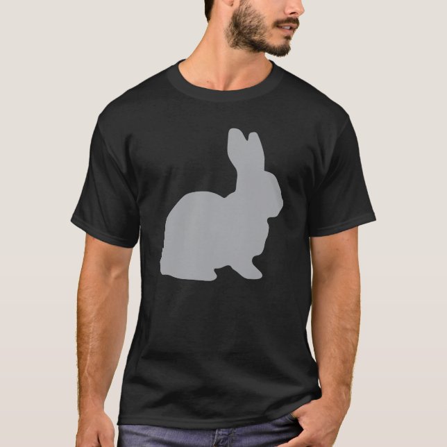 Grått Rabbit Hare Cottontail Bunny Lapin Jackkanit Tee Shirt (Framsida)
