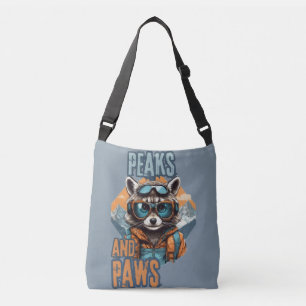 Grått Raccoon och Peaks Illustration Axelväska