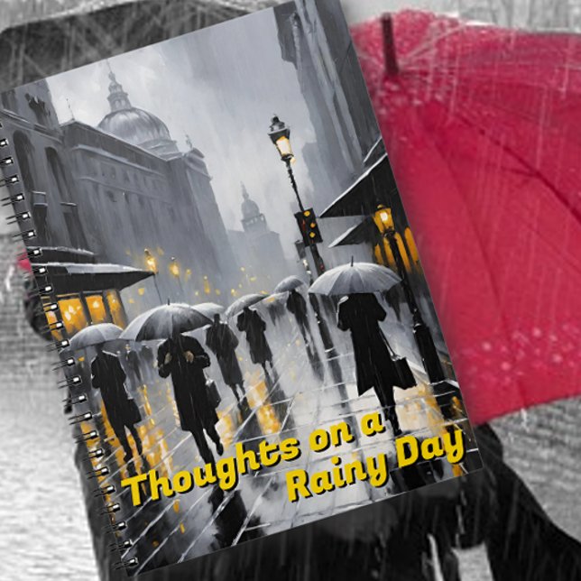 Grått Rainy City Street Scene Anteckningsbok (Skapare uppladdad)