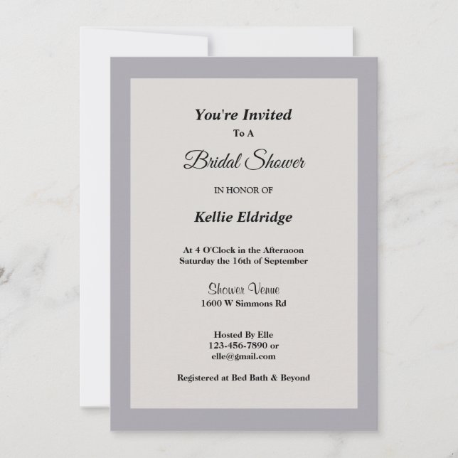 Grått-ramade Inbjudningskort för möhippan (Framsida)