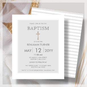 Grått Rand Baptism budgetinbjudan